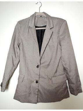 Boutique Plaid Two-Button Tailored Blazer